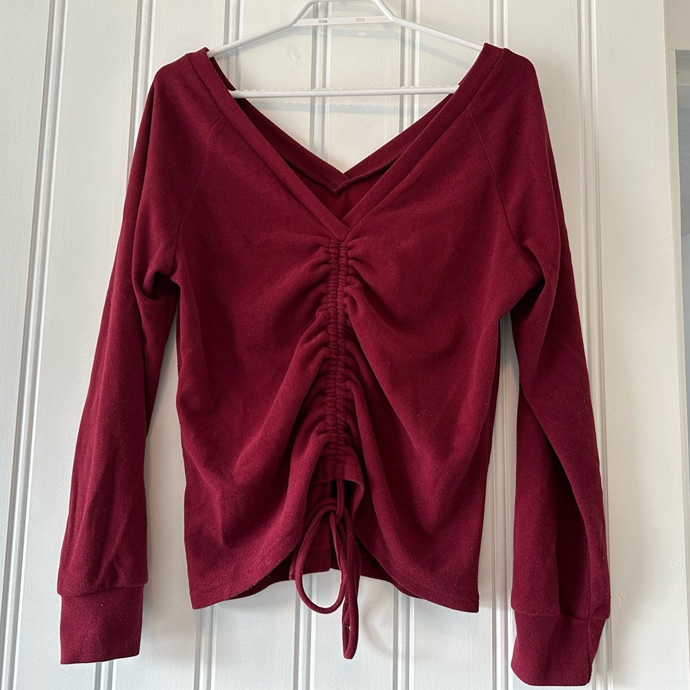 Deep Cranberry Velvet Top